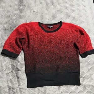 Adrienne Vittadini Glitter Red and Black Knit Top